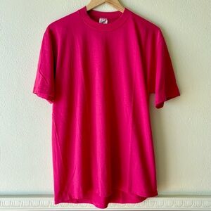 Vintage 90s Jerzees pink t/shirt 50/50 cotton poly blend single‎ stitch sleeves